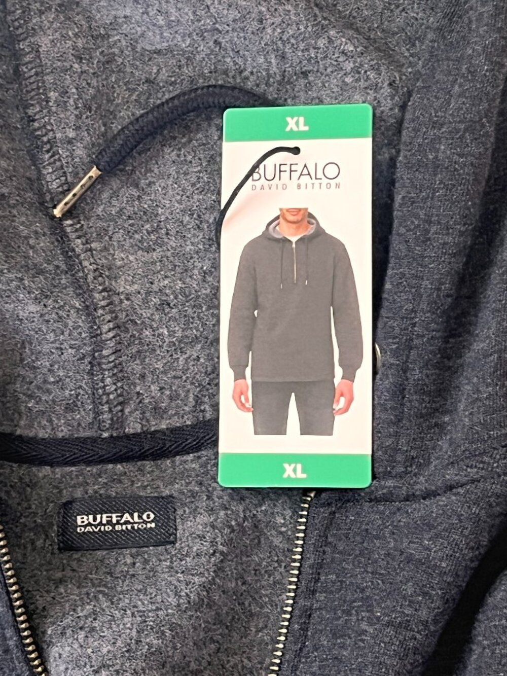 Buffalo David Bitton Men's XL Full Zip Hoodie Dark Gray Soft Knit Jacket NWT